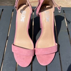 Brash Pink Heels with Ankle Straps